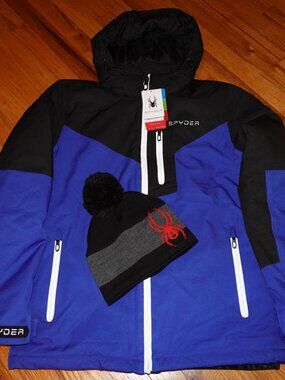 NWT Spyder Men’s 3 in 1 Ski Jacket Electric Blue (Small) + Beanie